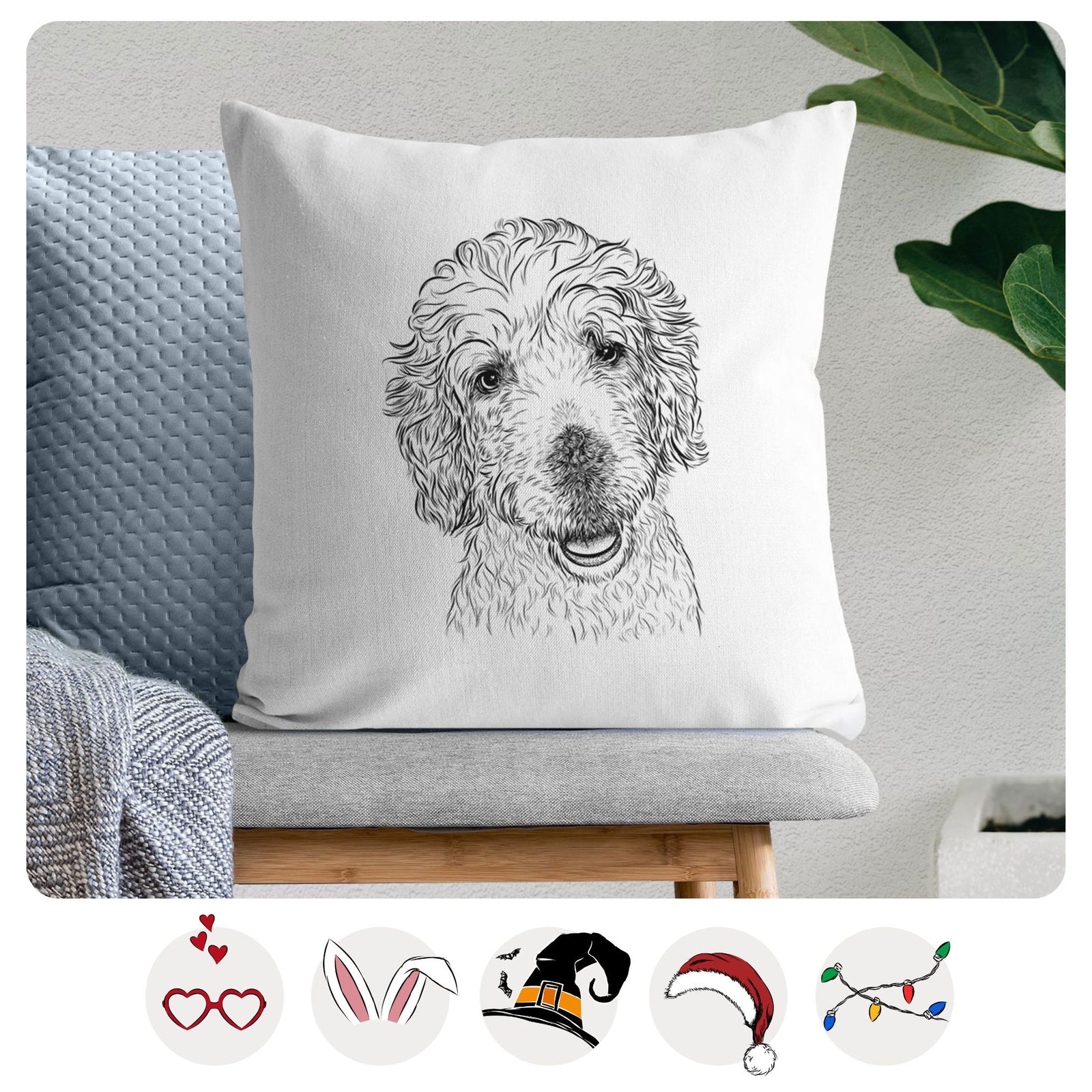Preston the Labradoodle - Throw Pillow Cover