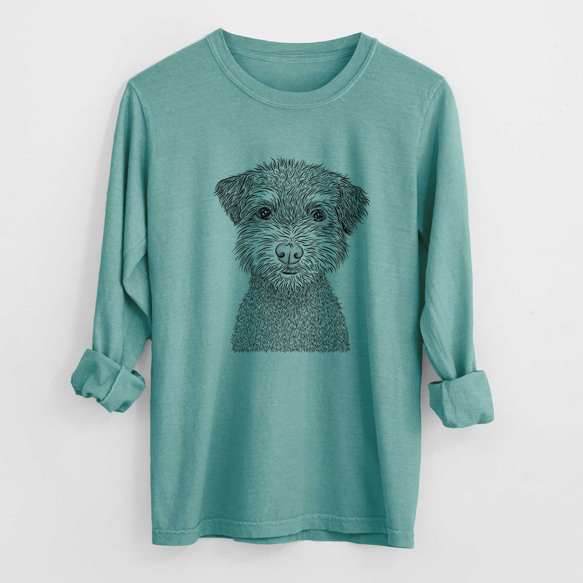 Bare Pretzel the Schnoodle - Men&#39;s Heavyweight 100% Cotton Long Sleeve