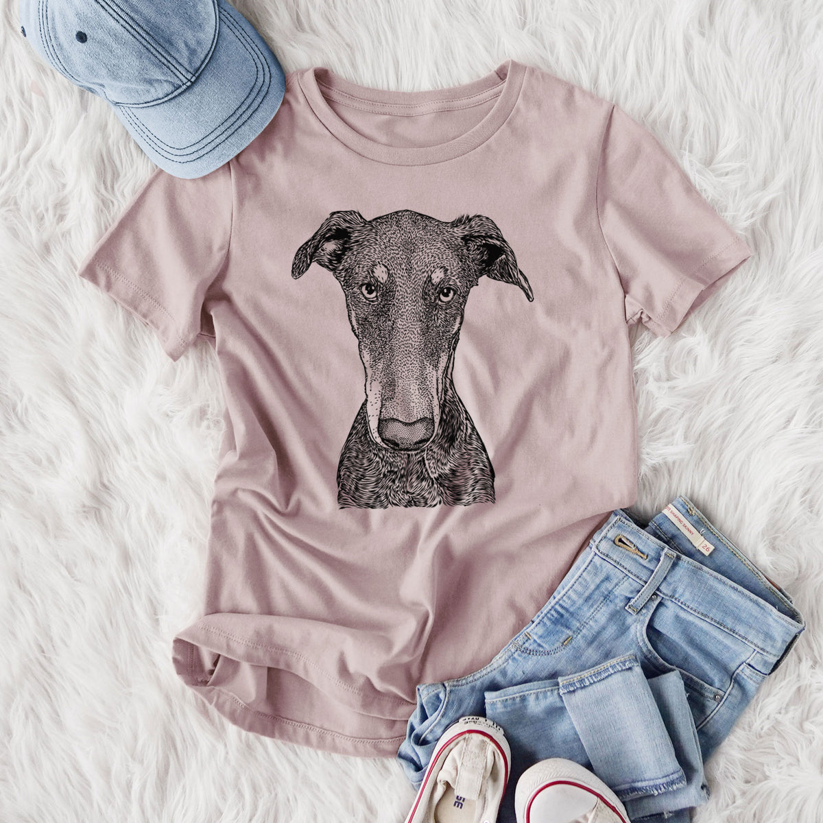Bare Princess Fiona the Doberman Pinscher - Women's Lightweight Relaxed Fit 100% Cotton Crewneck