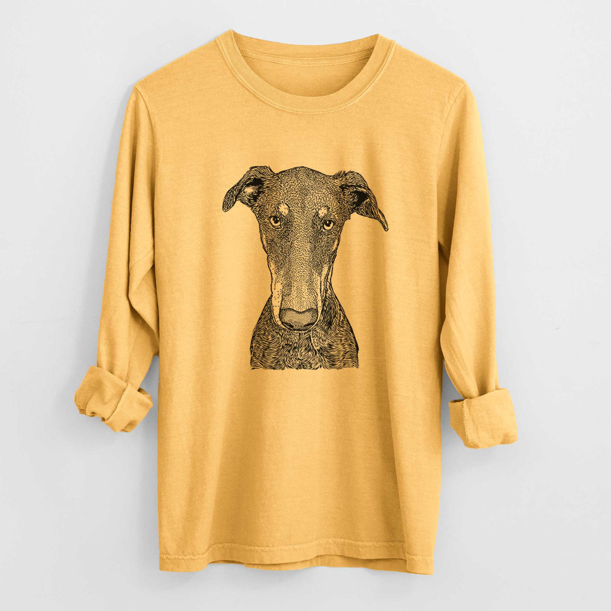 Bare Princess Fiona the Doberman Pinscher - Men's Heavyweight 100% Cotton Long Sleeve
