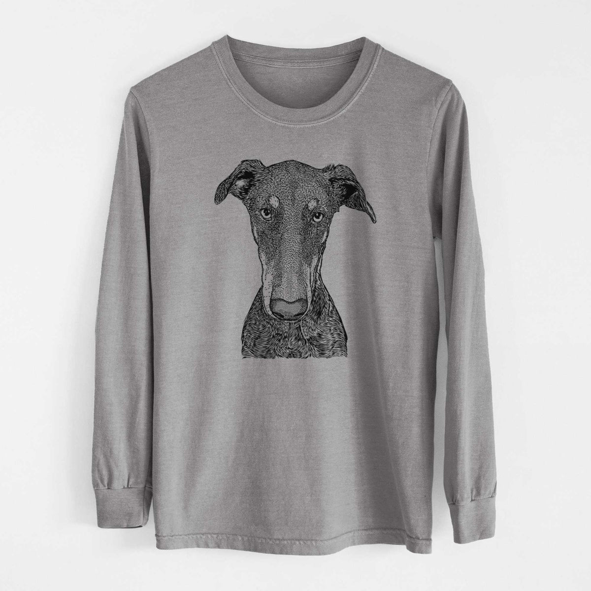 Bare Princess Fiona the Doberman Pinscher - Men's Heavyweight 100% Cotton Long Sleeve