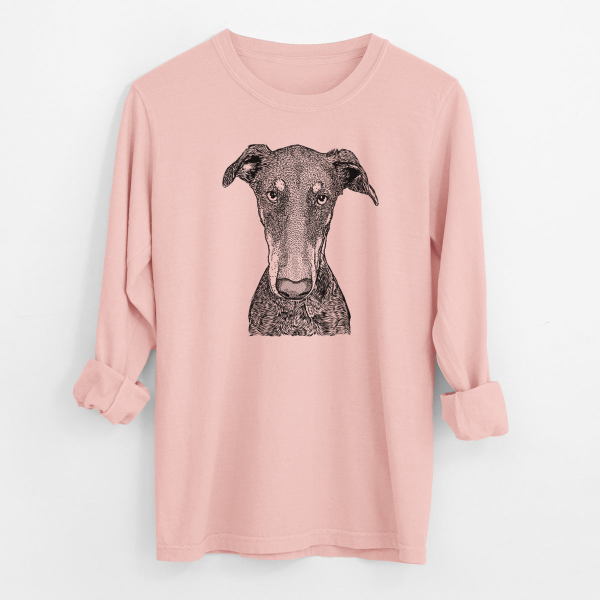 Bare Princess Fiona the Doberman Pinscher - Men's Heavyweight 100% Cotton Long Sleeve