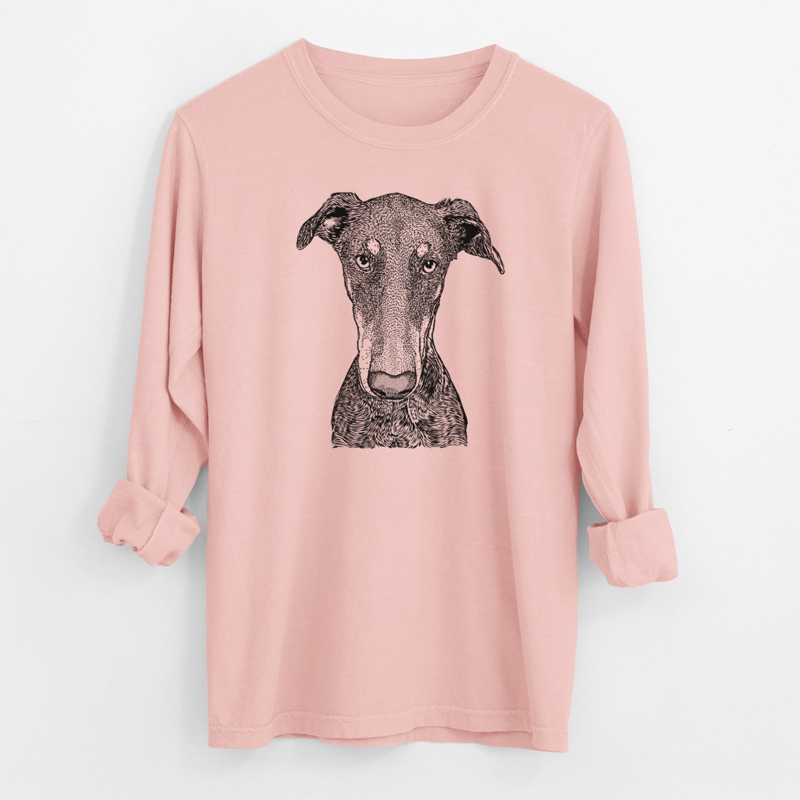 Bare Princess Fiona the Doberman Pinscher - Men's Heavyweight 100% Cotton Long Sleeve
