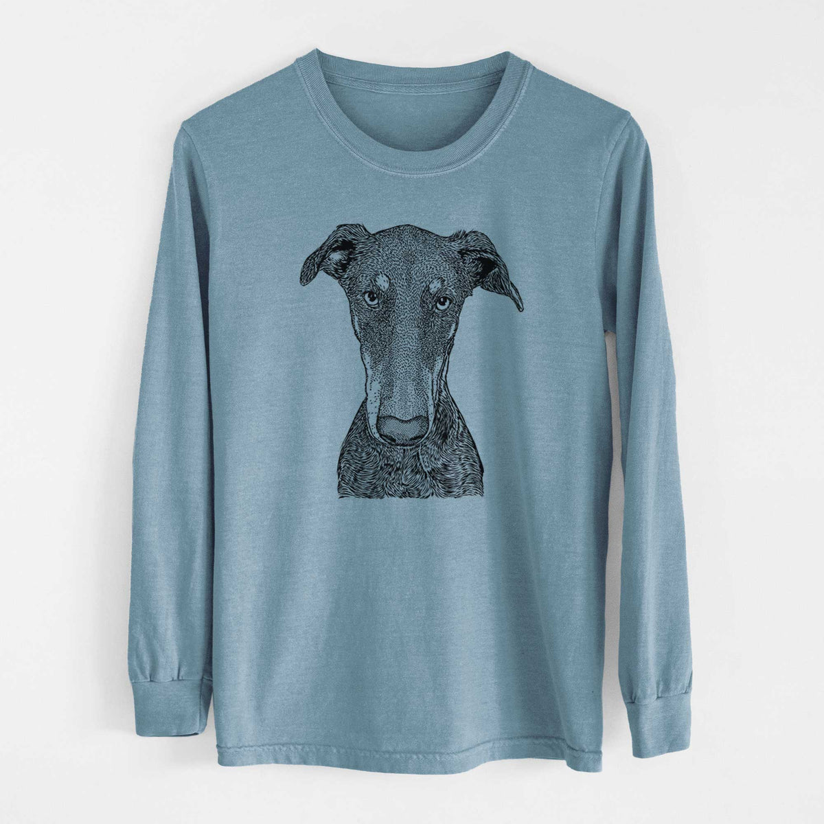 Bare Princess Fiona the Doberman Pinscher - Men's Heavyweight 100% Cotton Long Sleeve