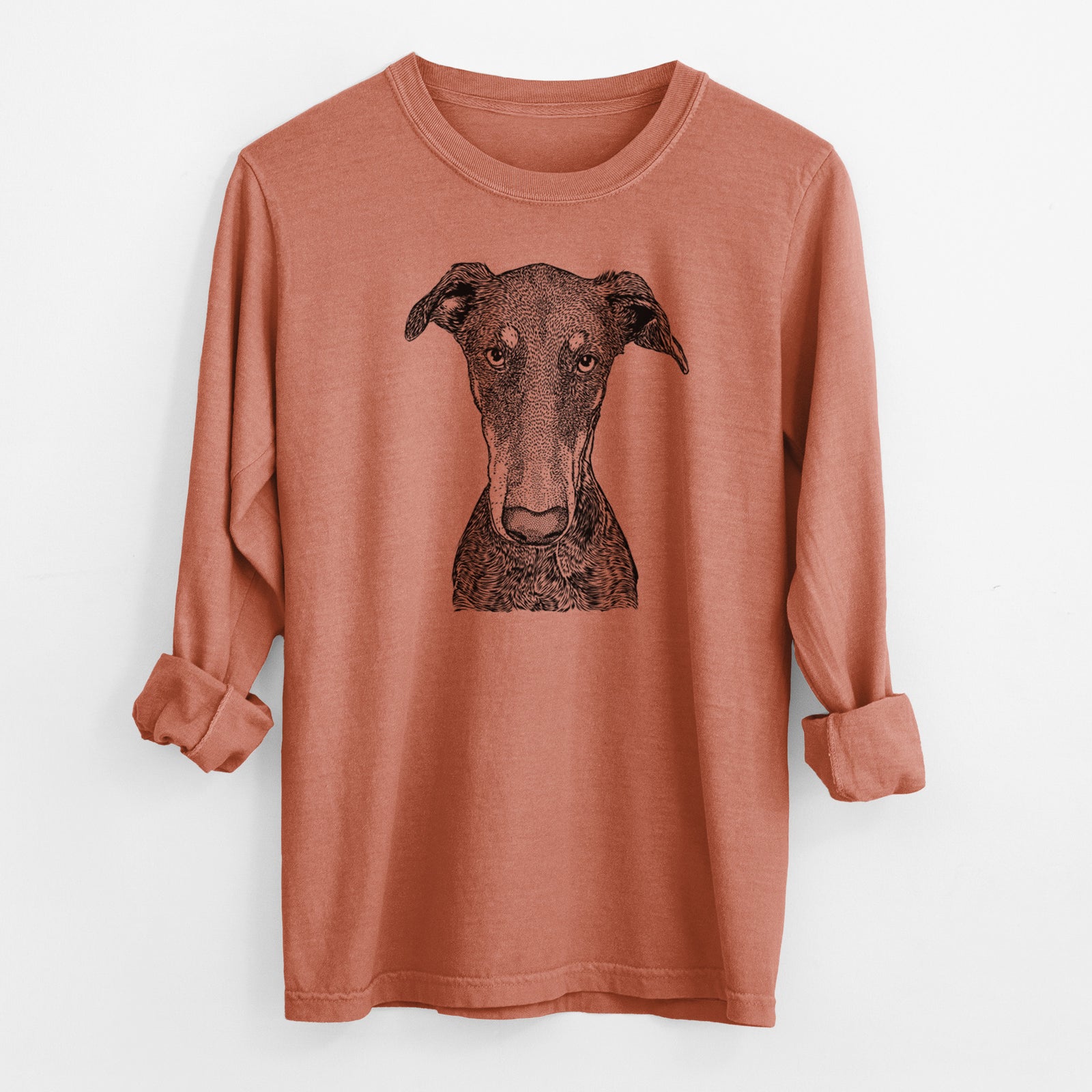 Bare Princess Fiona the Doberman Pinscher - Men's Heavyweight 100% Cotton Long Sleeve