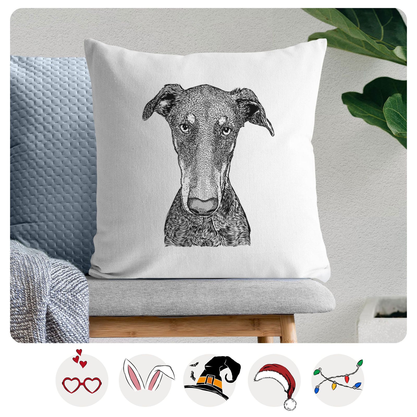 Princess Fiona the Doberman Pinscher - Throw Pillow Cover