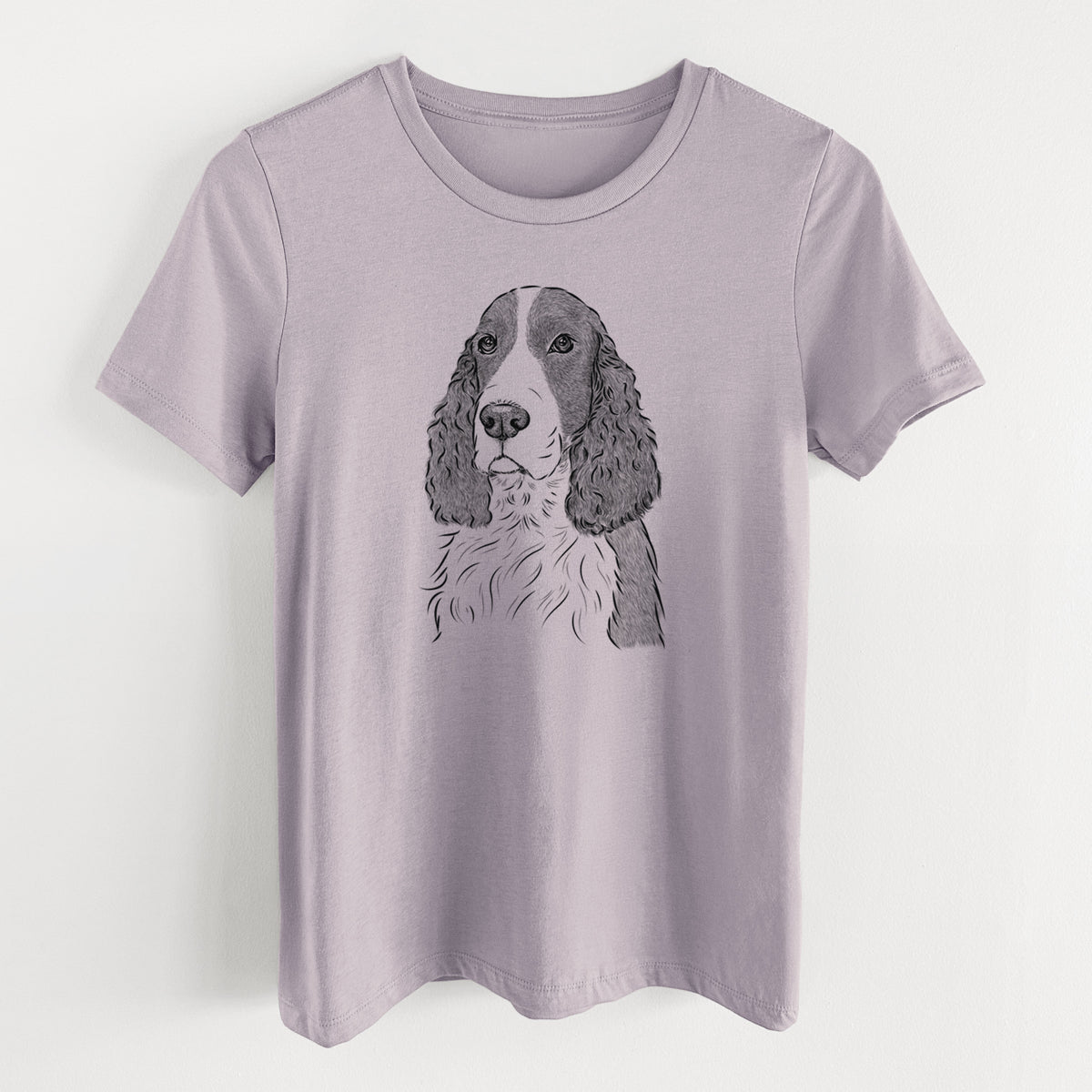 Bare Quincy the English Springer Spaniel - Women's Lightweight Relaxed Fit 100% Cotton Crewneck