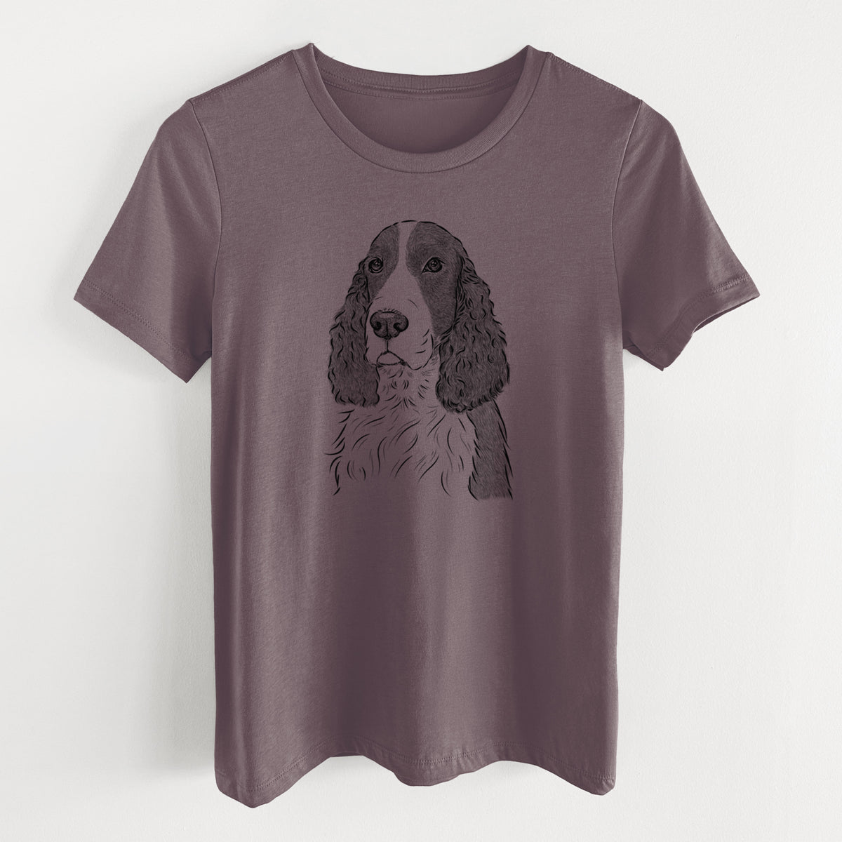 Bare Quincy the English Springer Spaniel - Women's Lightweight Relaxed Fit 100% Cotton Crewneck