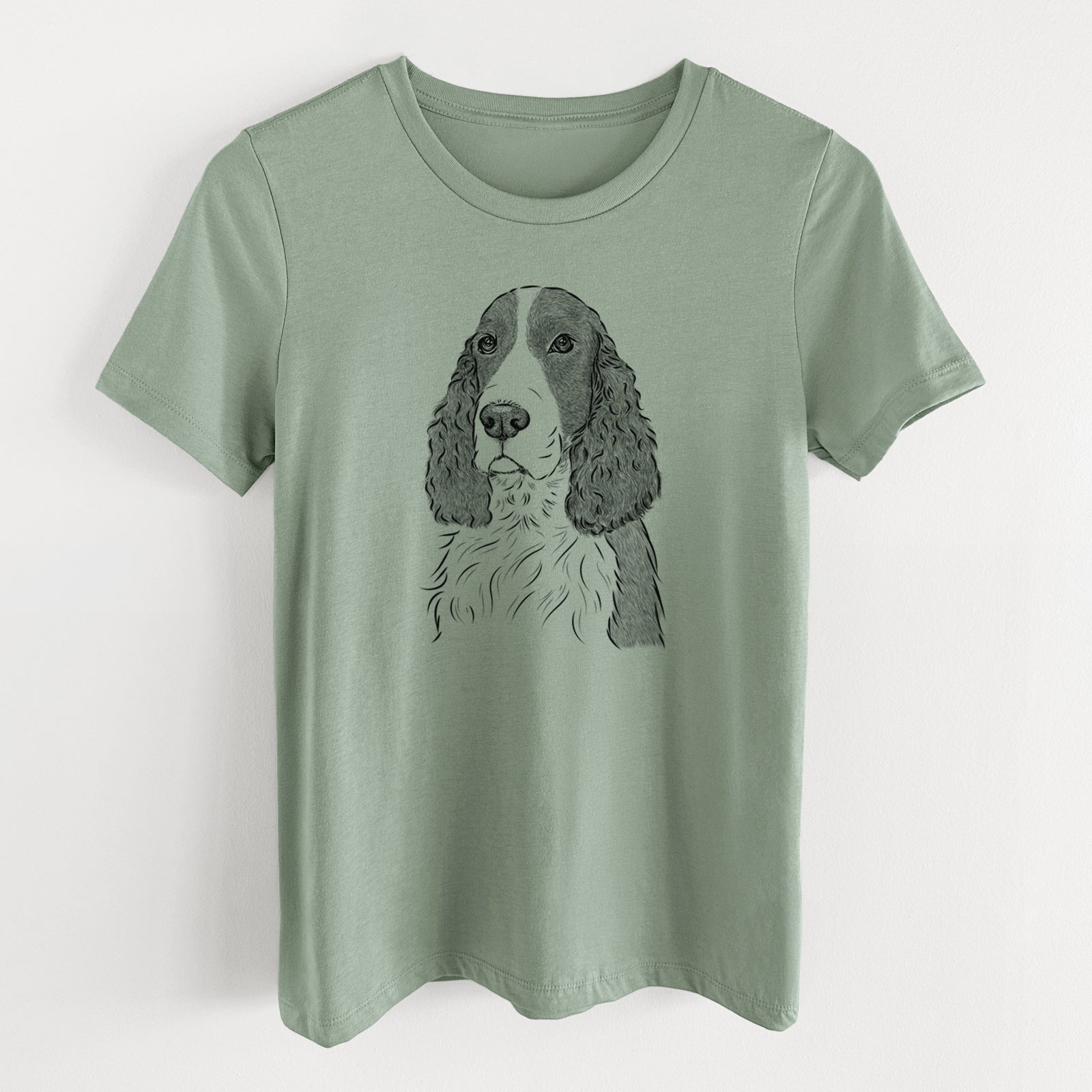 Bare Quincy the English Springer Spaniel - Women's Lightweight Relaxed Fit 100% Cotton Crewneck