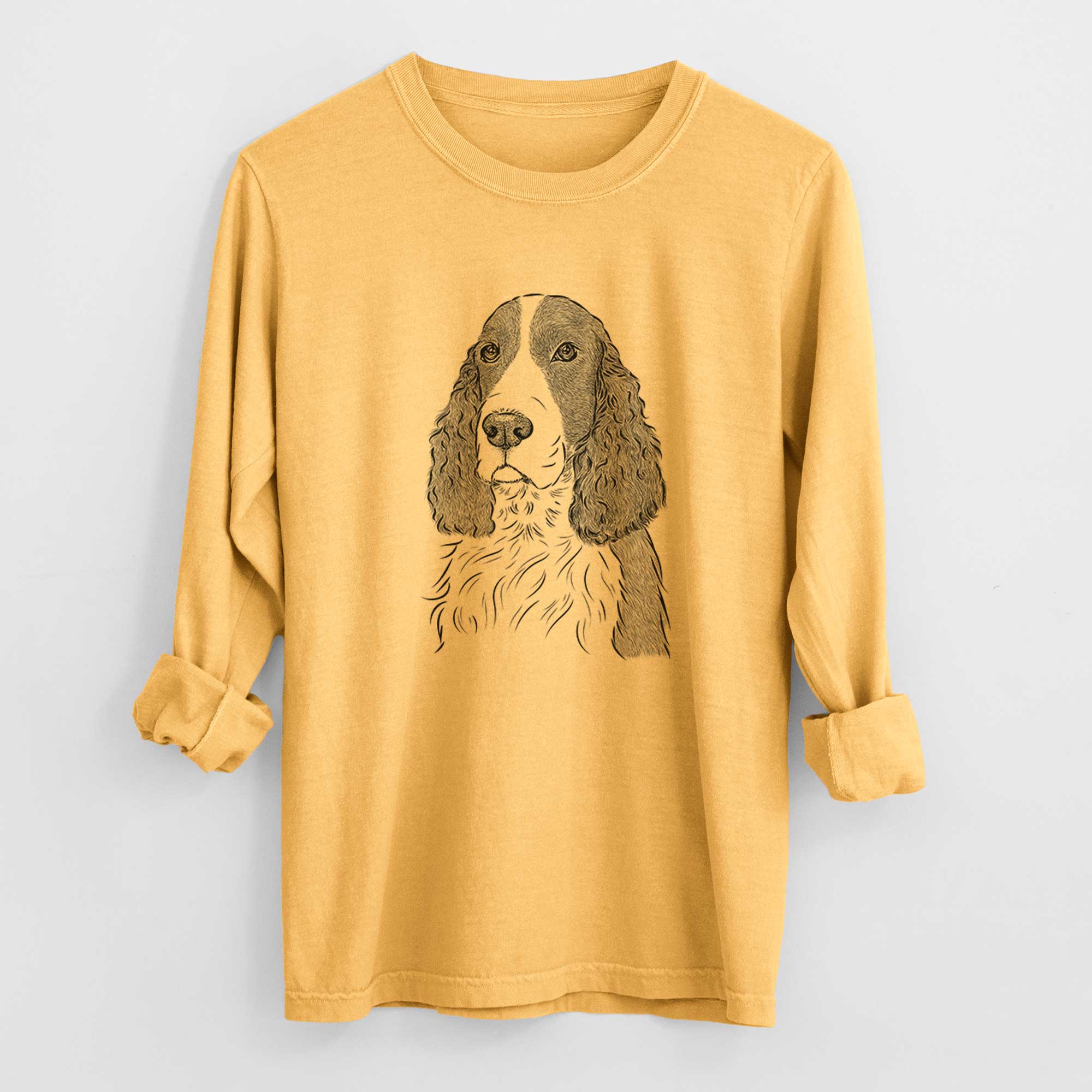 Bare Quincy the English Springer Spaniel - Men's Heavyweight 100% Cotton Long Sleeve