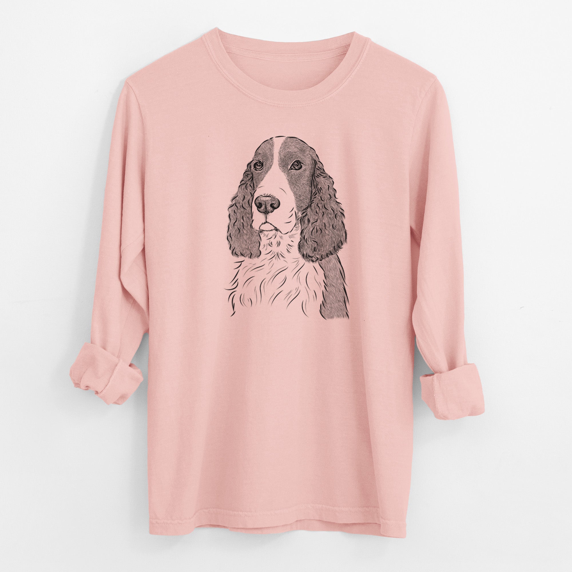 Bare Quincy the English Springer Spaniel - Men's Heavyweight 100% Cotton Long Sleeve