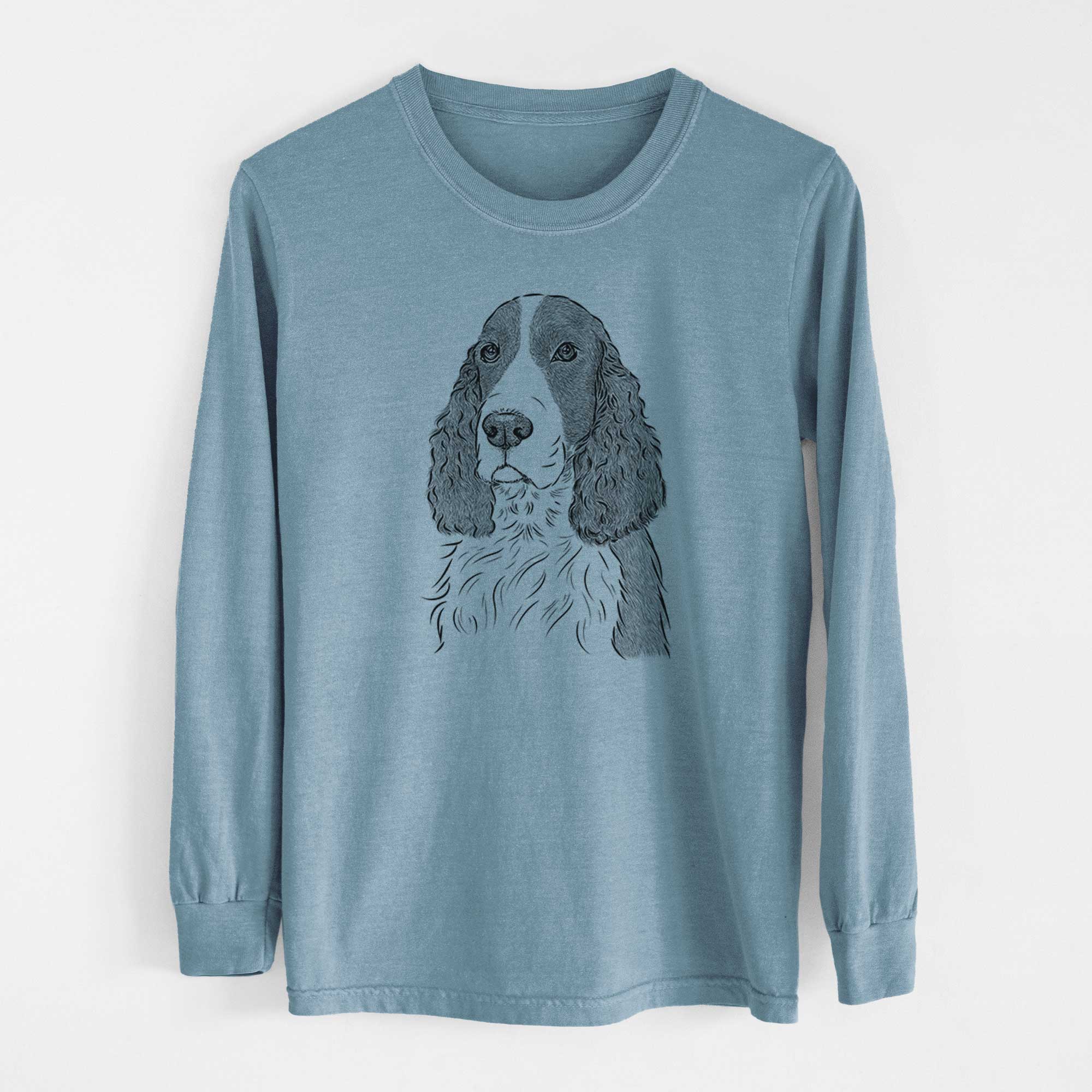 Bare Quincy the English Springer Spaniel - Men's Heavyweight 100% Cotton Long Sleeve