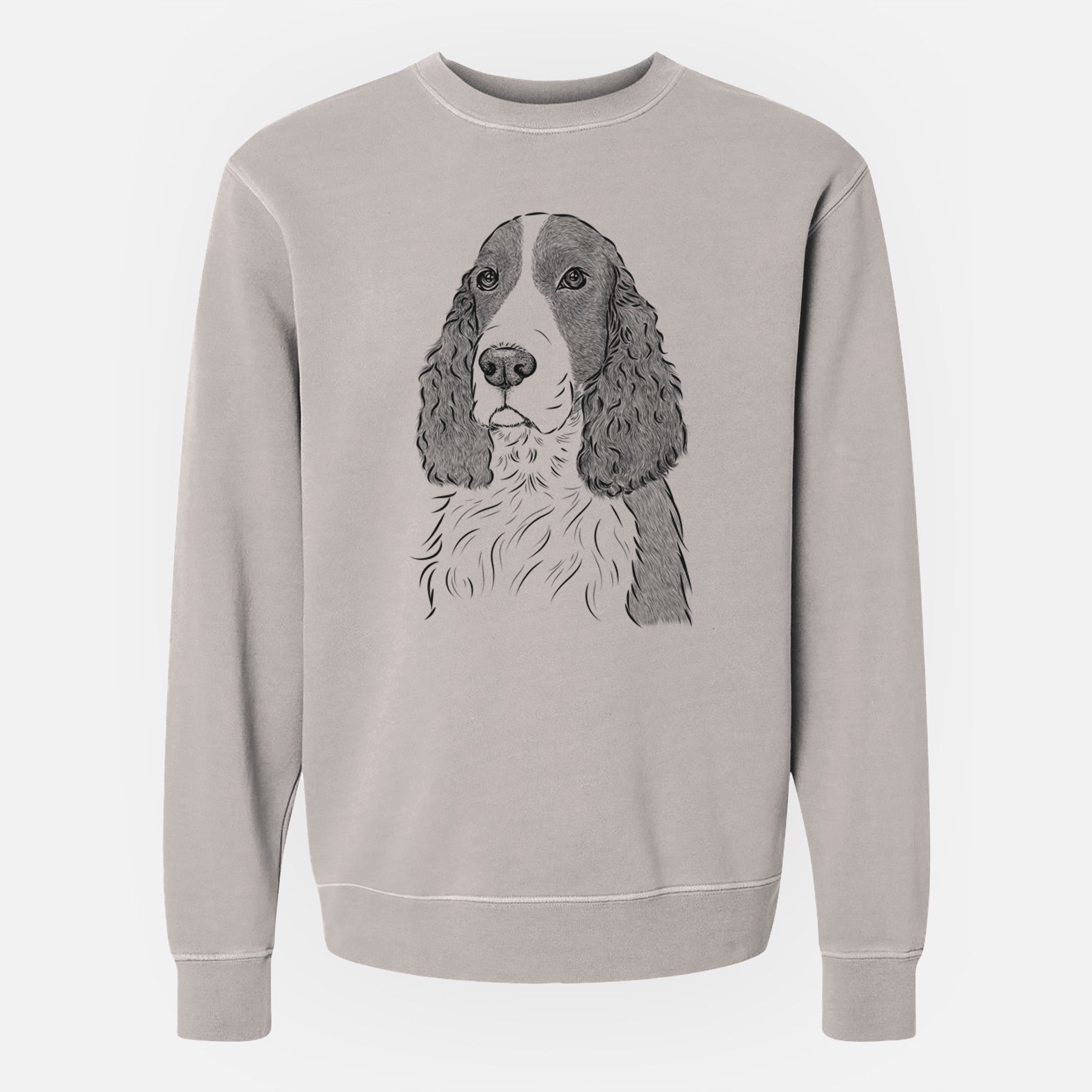 Bare Quincy the English Springer Spaniel - Unisex Pigment Dyed Crew Sweatshirt