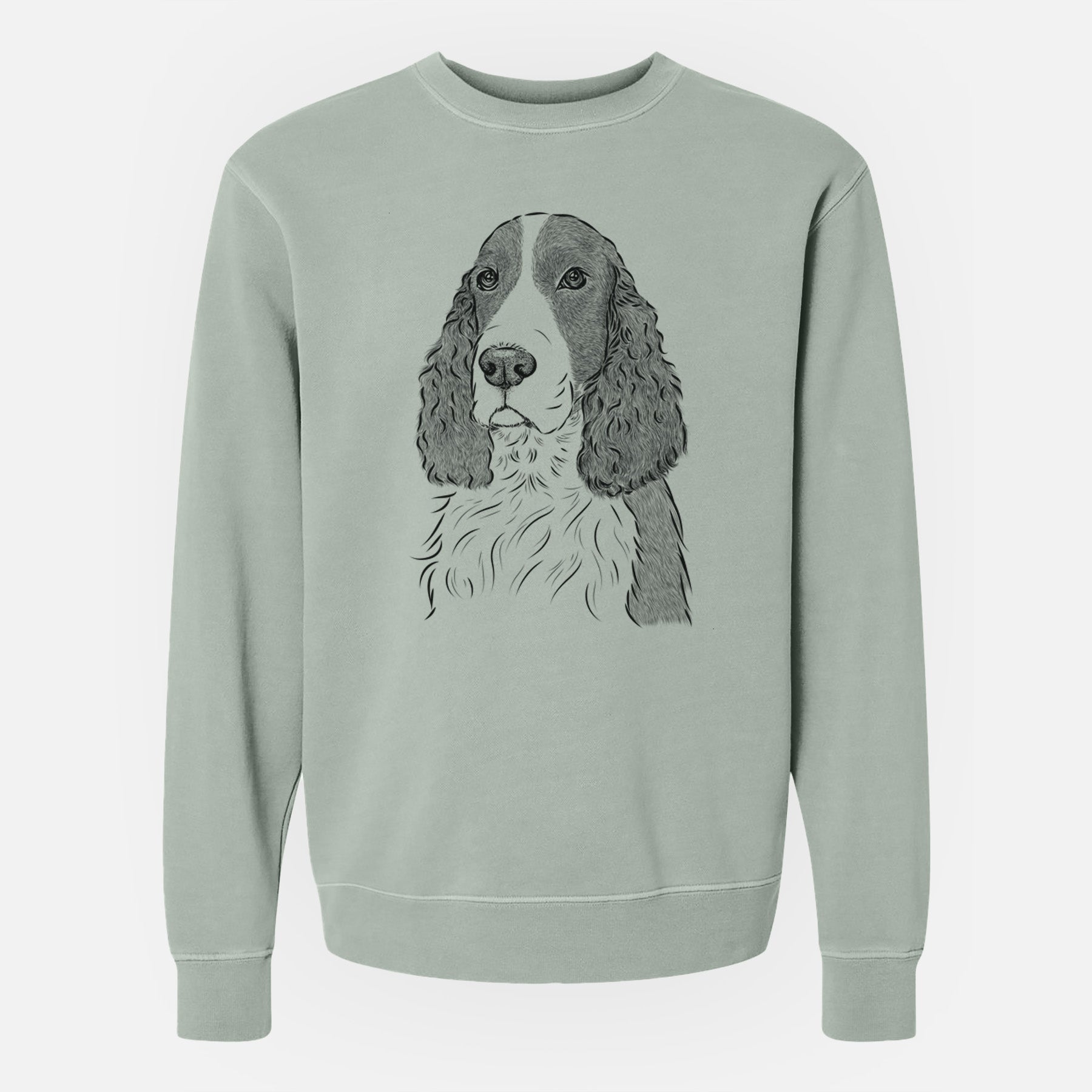 Bare Quincy the English Springer Spaniel - Unisex Pigment Dyed Crew Sweatshirt