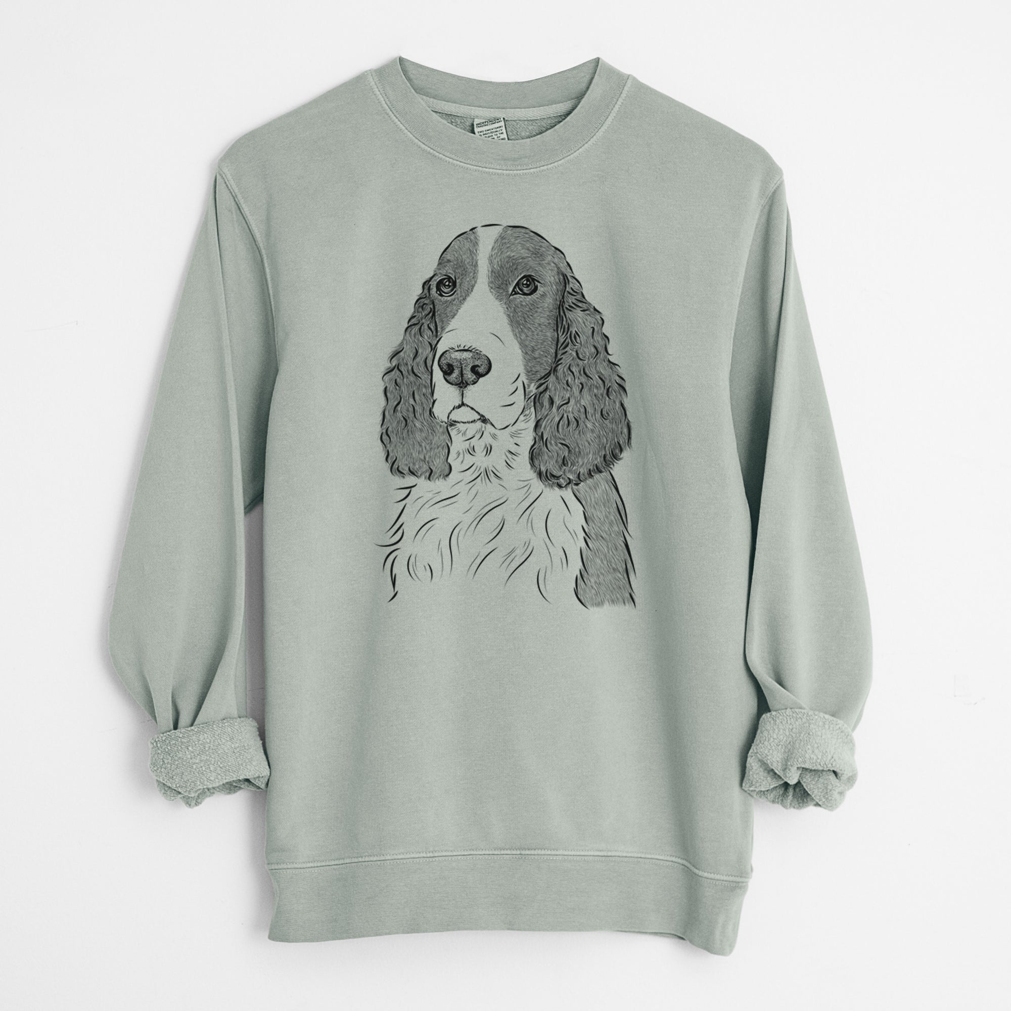 Bare Quincy the English Springer Spaniel - Unisex Pigment Dyed Crew Sweatshirt