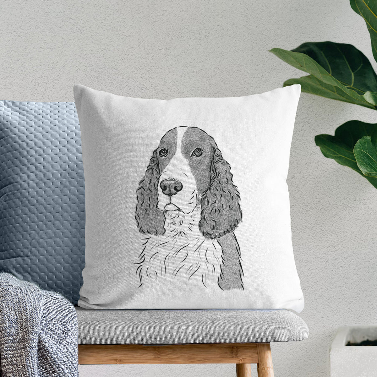 Quincy the English Springer Spaniel - Throw Pillow Cover