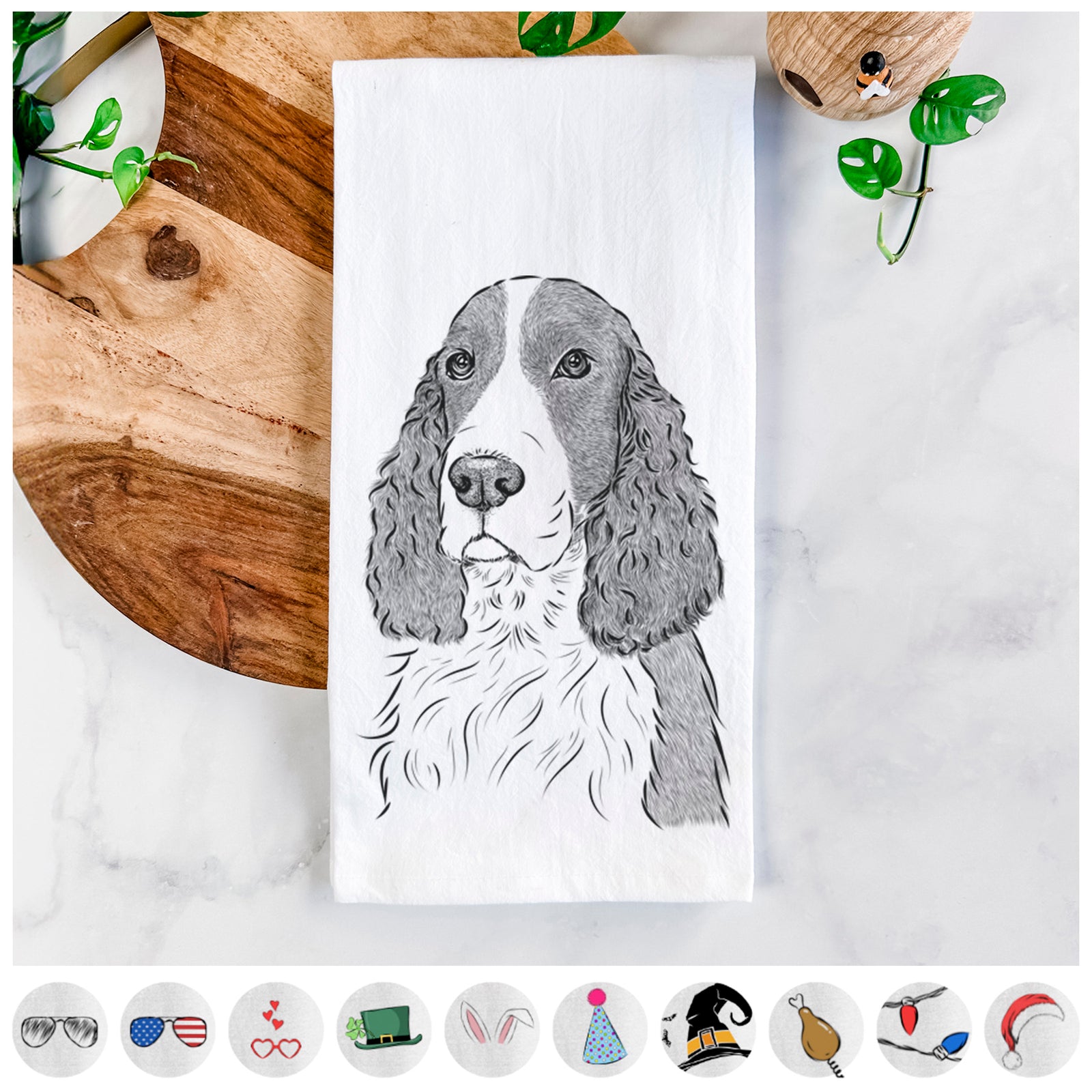 Quincy the English Springer Spaniel Tea Towel