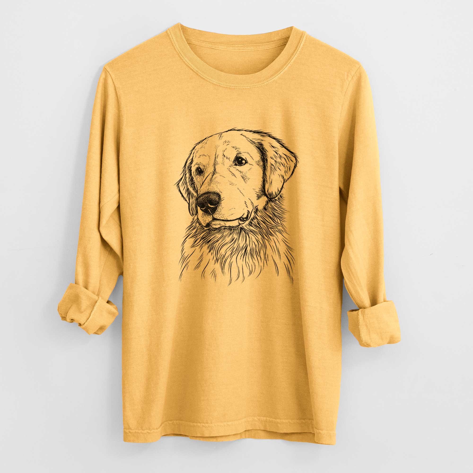 Bare Quinn the Golden Retriever - Men's Heavyweight 100% Cotton Long Sleeve