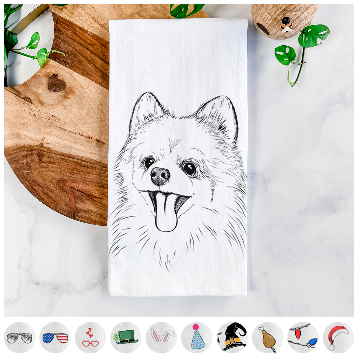 Quinn the Pomeranian Tea Towel