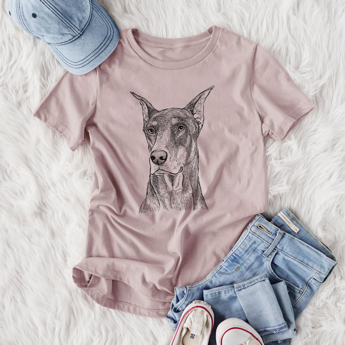 Bare RJ the Doberman Pinscher - Women's Lightweight Relaxed Fit 100% Cotton Crewneck