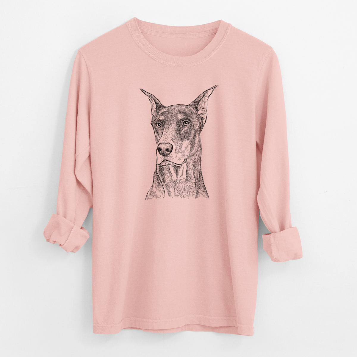 Bare RJ the Doberman Pinscher - Men's Heavyweight 100% Cotton Long Sleeve