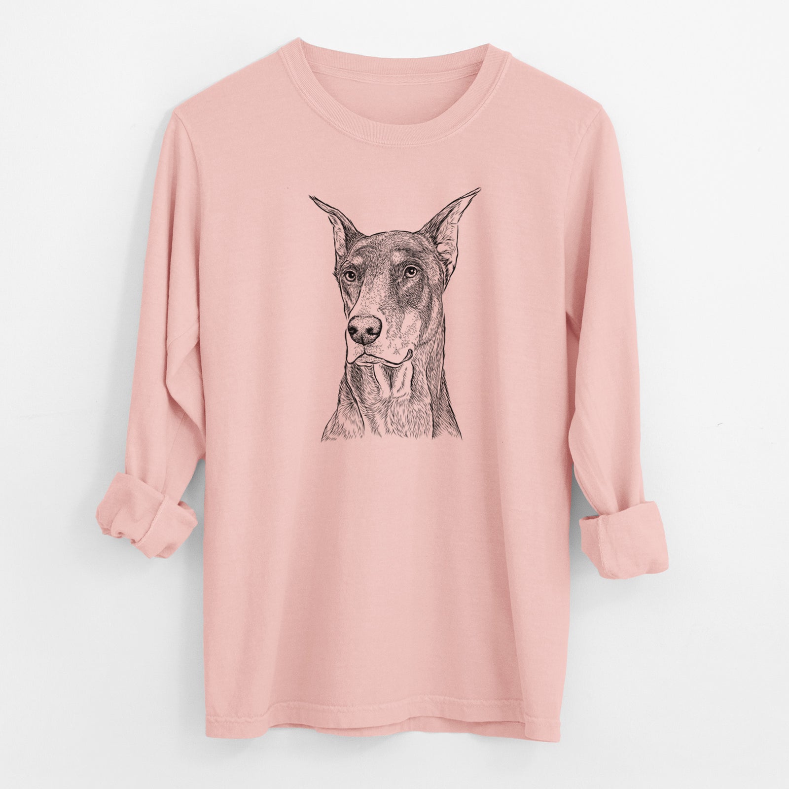 Bare RJ the Doberman Pinscher - Men's Heavyweight 100% Cotton Long Sleeve