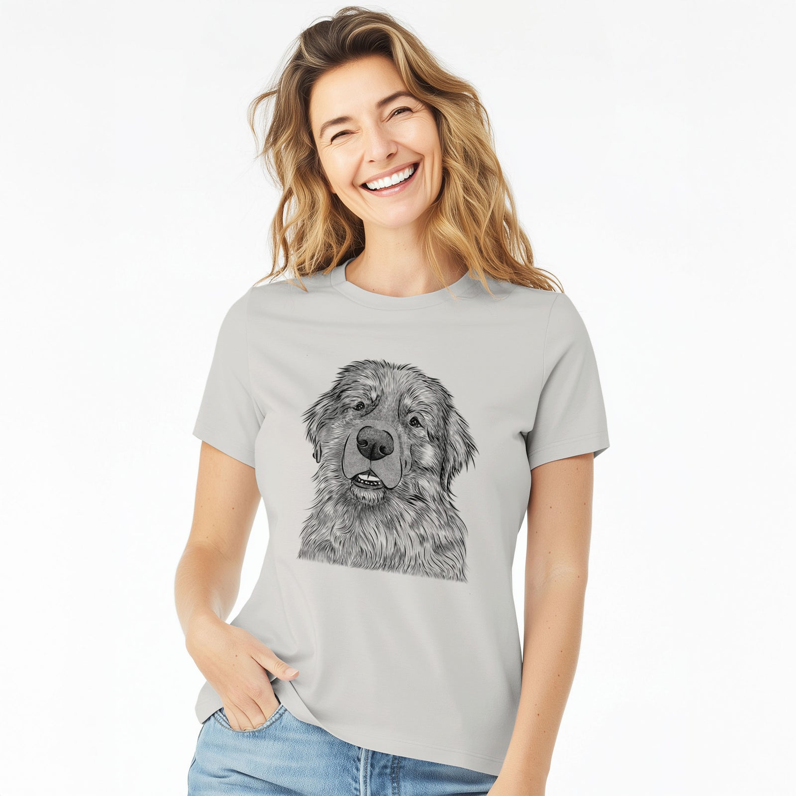 Bare Ralph the Leonberger - Women's Lightweight Relaxed Fit 100% Cotton Crewneck