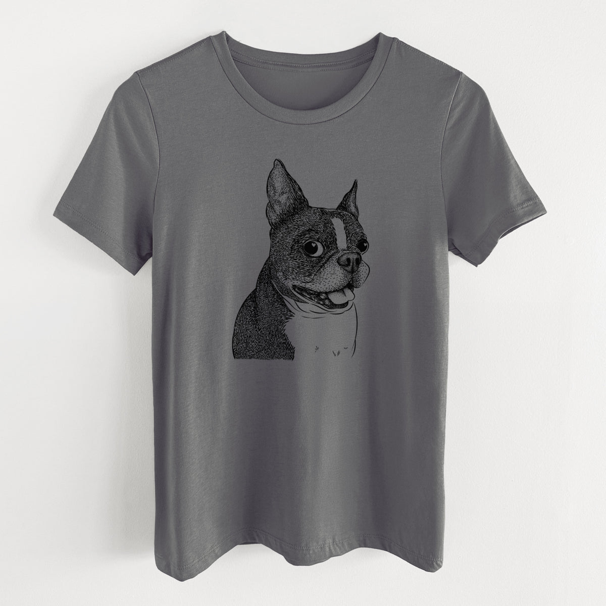 Bare Ralphie the Boston Terrier - Women's Lightweight Relaxed Fit 100% Cotton Crewneck