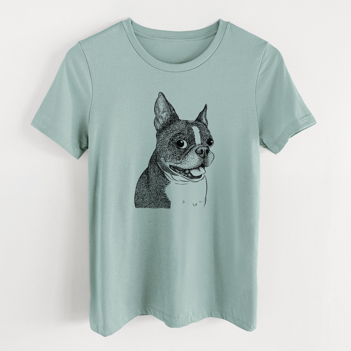 Bare Ralphie the Boston Terrier - Women's Lightweight Relaxed Fit 100% Cotton Crewneck