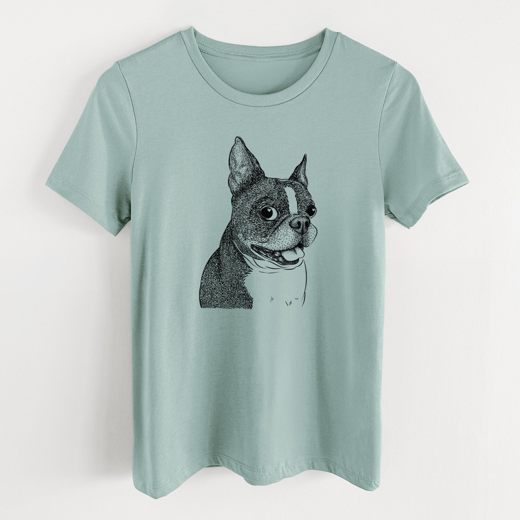 Bare Ralphie the Boston Terrier - Women's Lightweight Relaxed Fit 100% Cotton Crewneck