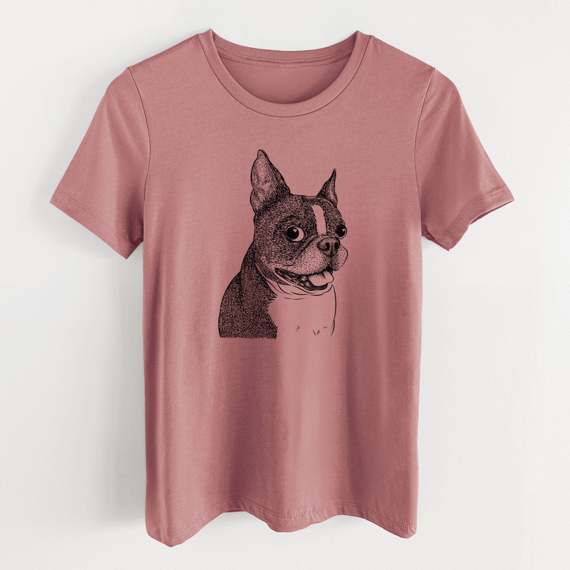 Bare Ralphie the Boston Terrier - Women's Lightweight Relaxed Fit 100% Cotton Crewneck