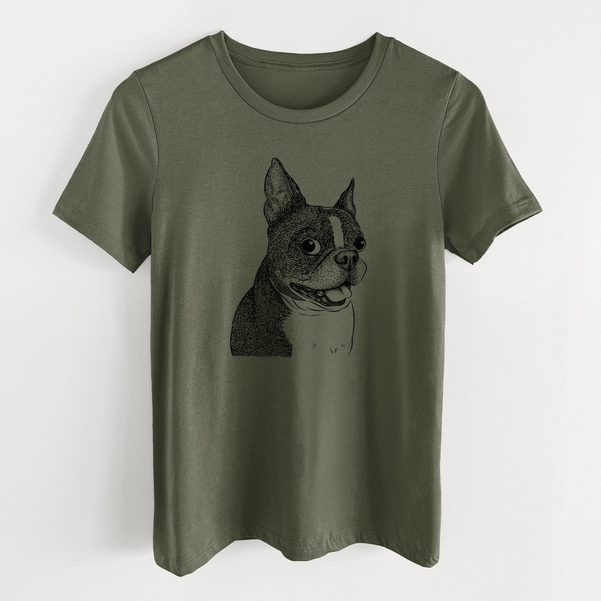 Bare Ralphie the Boston Terrier - Women's Lightweight Relaxed Fit 100% Cotton Crewneck
