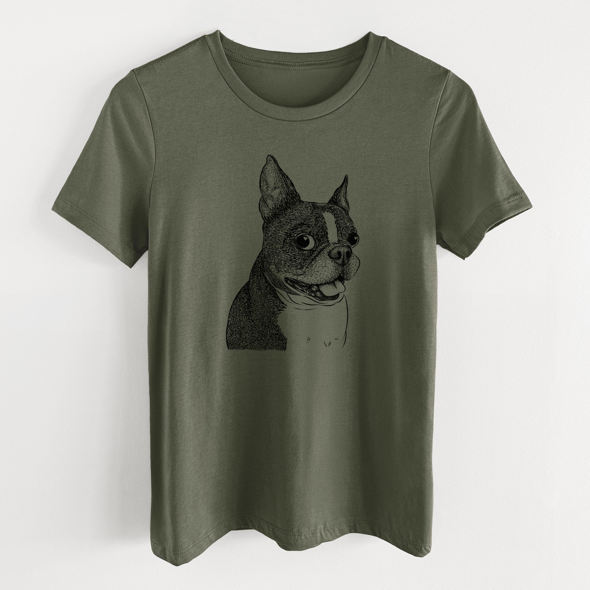 Bare Ralphie the Boston Terrier - Women's Lightweight Relaxed Fit 100% Cotton Crewneck