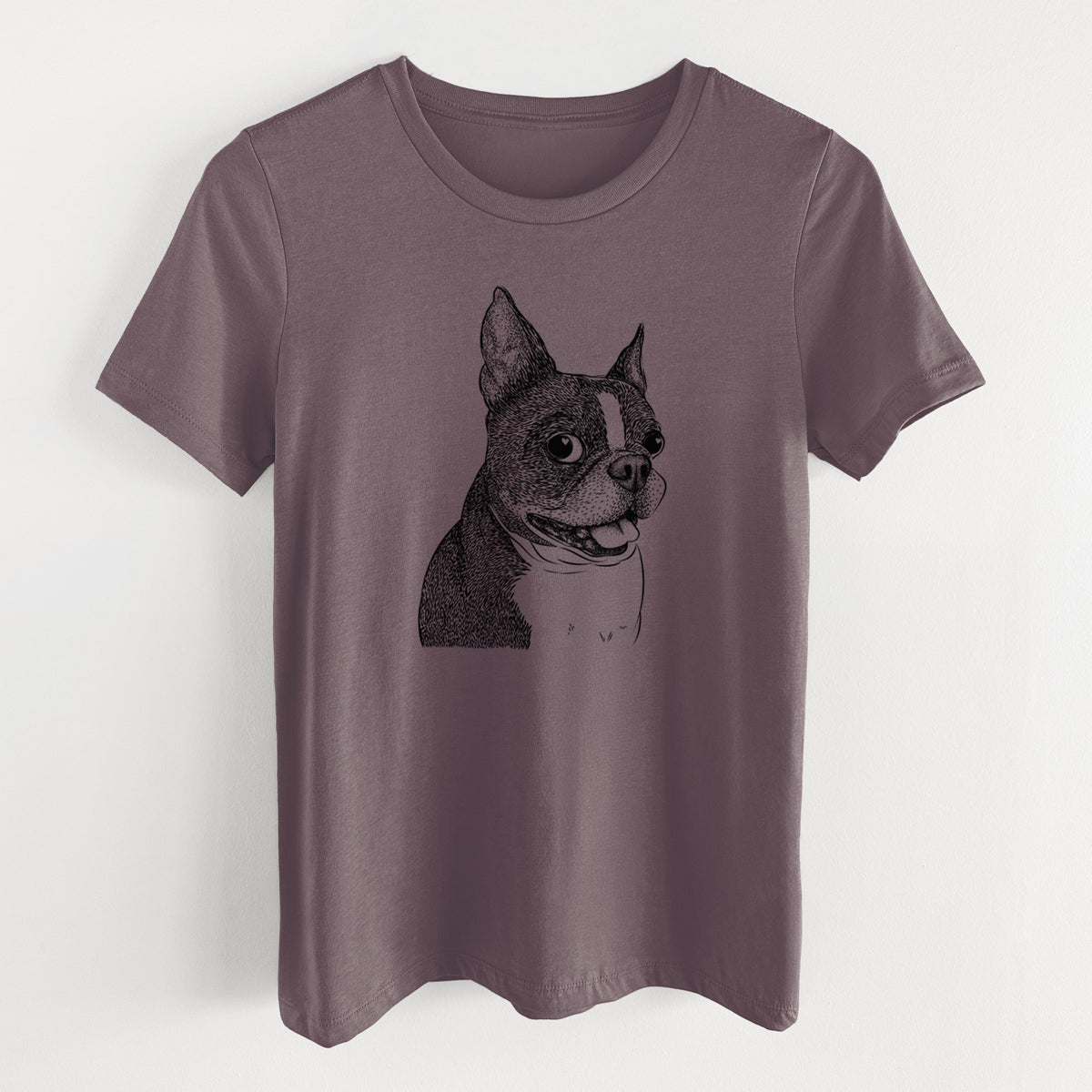 Bare Ralphie the Boston Terrier - Women's Lightweight Relaxed Fit 100% Cotton Crewneck