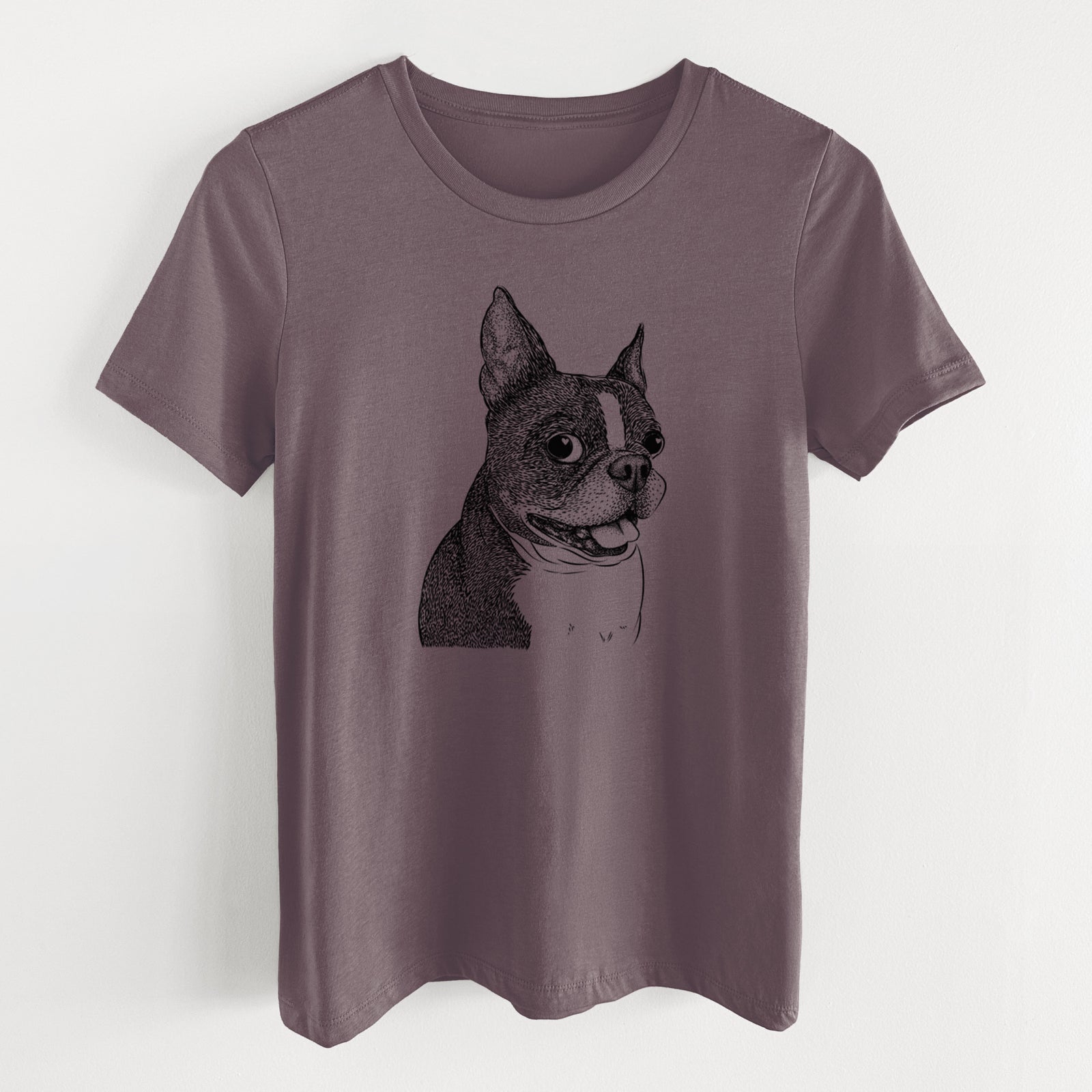 Bare Ralphie the Boston Terrier - Women's Lightweight Relaxed Fit 100% Cotton Crewneck