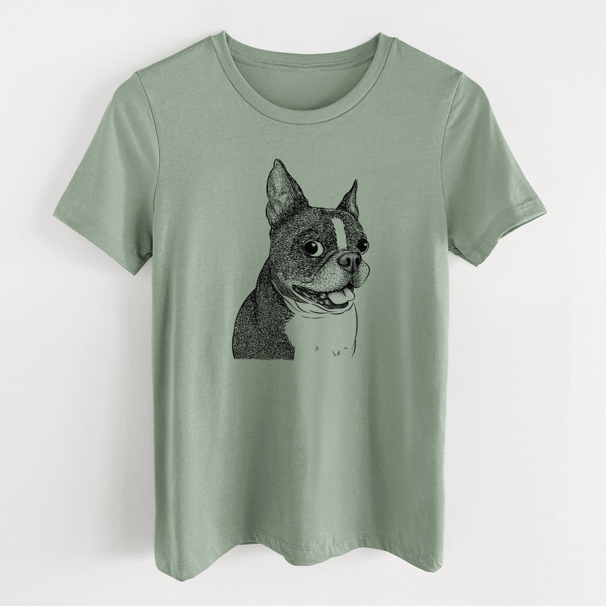 Bare Ralphie the Boston Terrier - Women's Lightweight Relaxed Fit 100% Cotton Crewneck