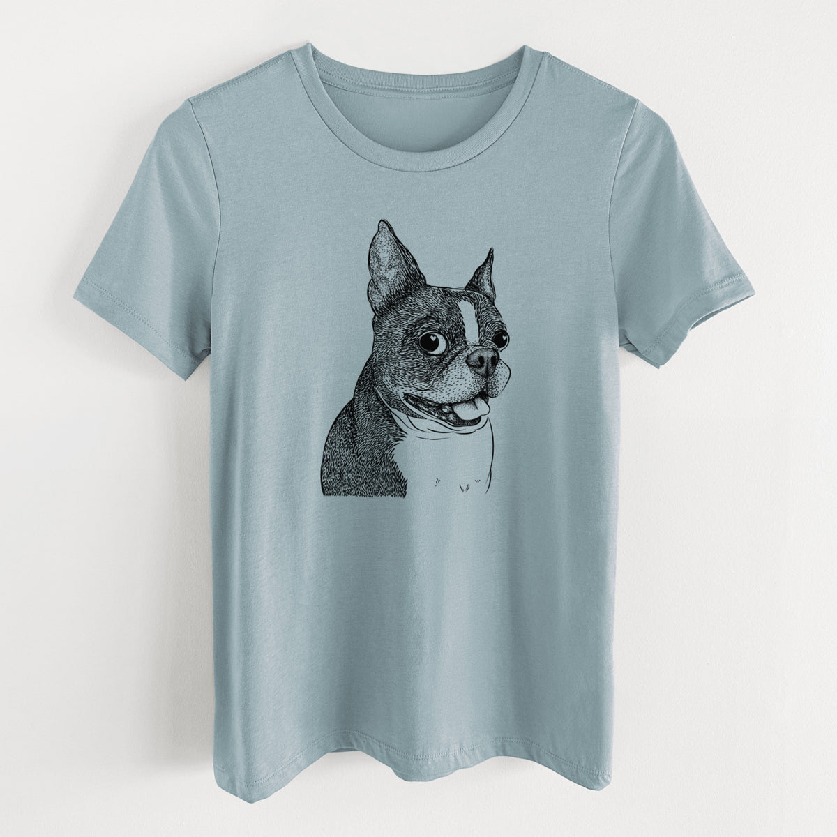 Bare Ralphie the Boston Terrier - Women's Lightweight Relaxed Fit 100% Cotton Crewneck