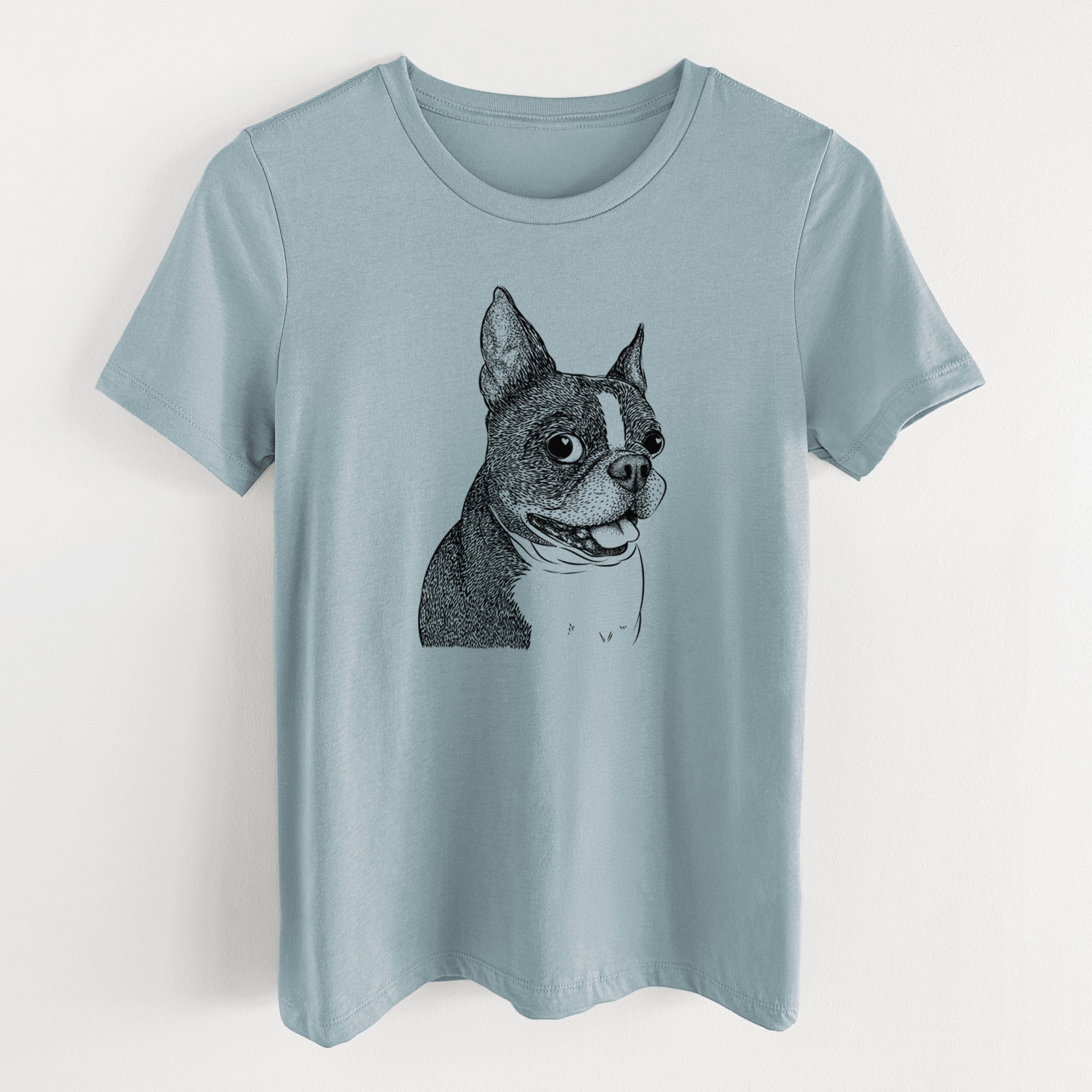 Bare Ralphie the Boston Terrier - Women's Lightweight Relaxed Fit 100% Cotton Crewneck