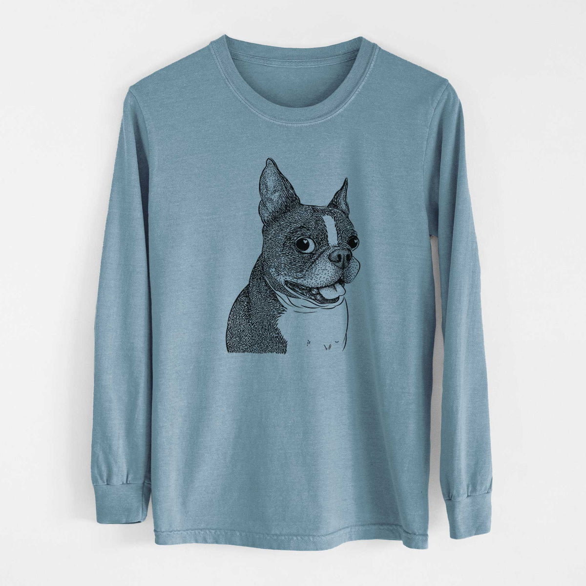 Bare Ralphie the Boston Terrier - Men's Heavyweight 100% Cotton Long Sleeve