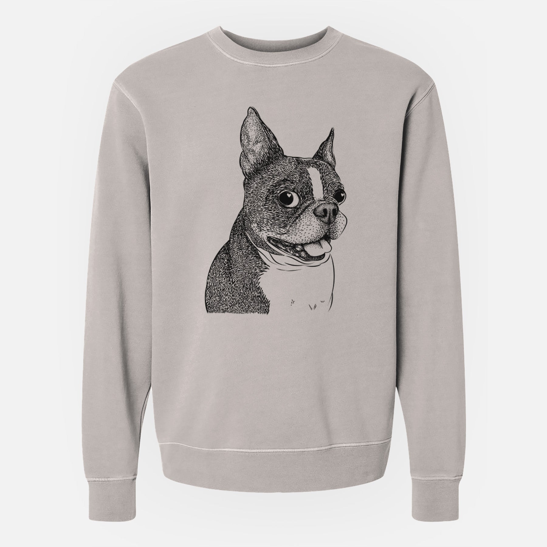 Bare Ralphie the Boston Terrier - Unisex Pigment Dyed Crew Sweatshirt