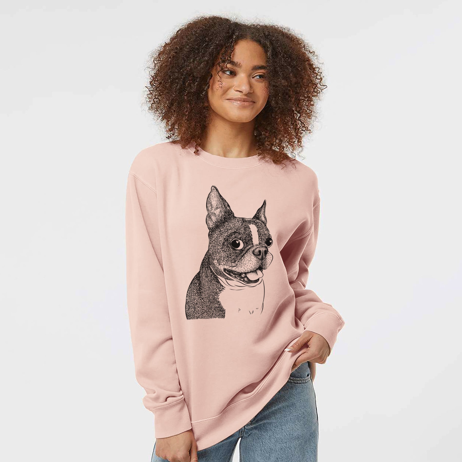 Bare Ralphie the Boston Terrier - Unisex Pigment Dyed Crew Sweatshirt