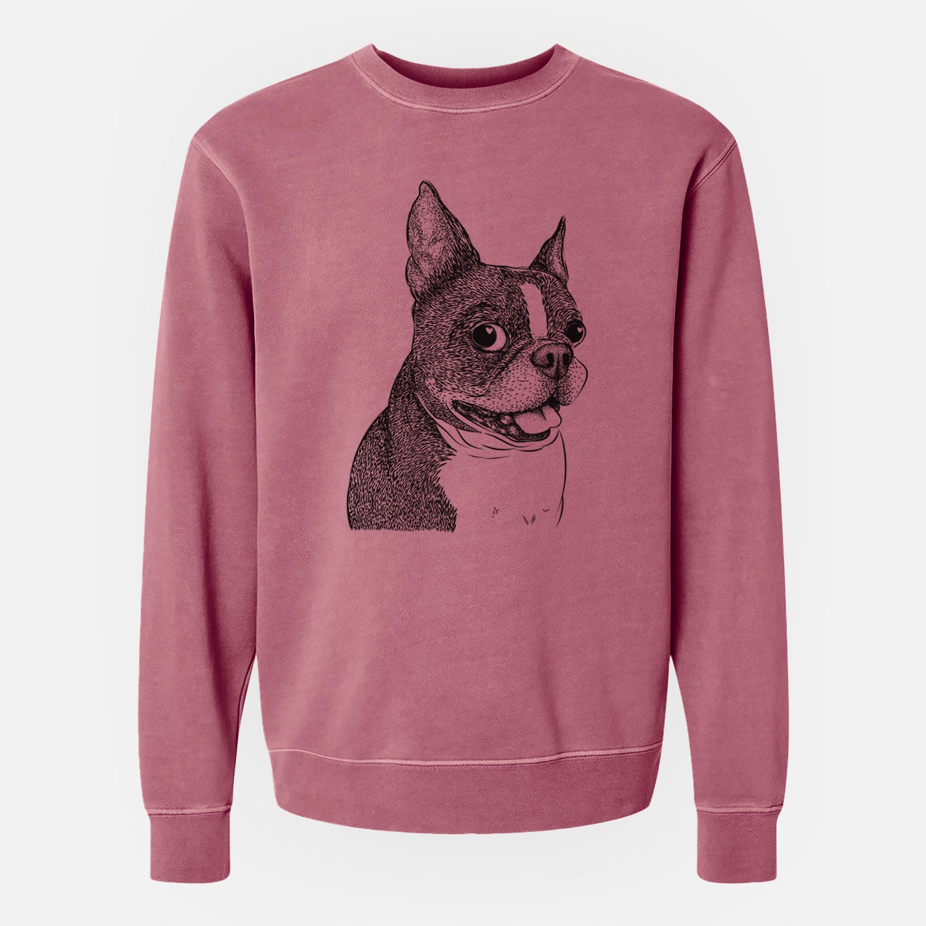 Bare Ralphie the Boston Terrier - Unisex Pigment Dyed Crew Sweatshirt