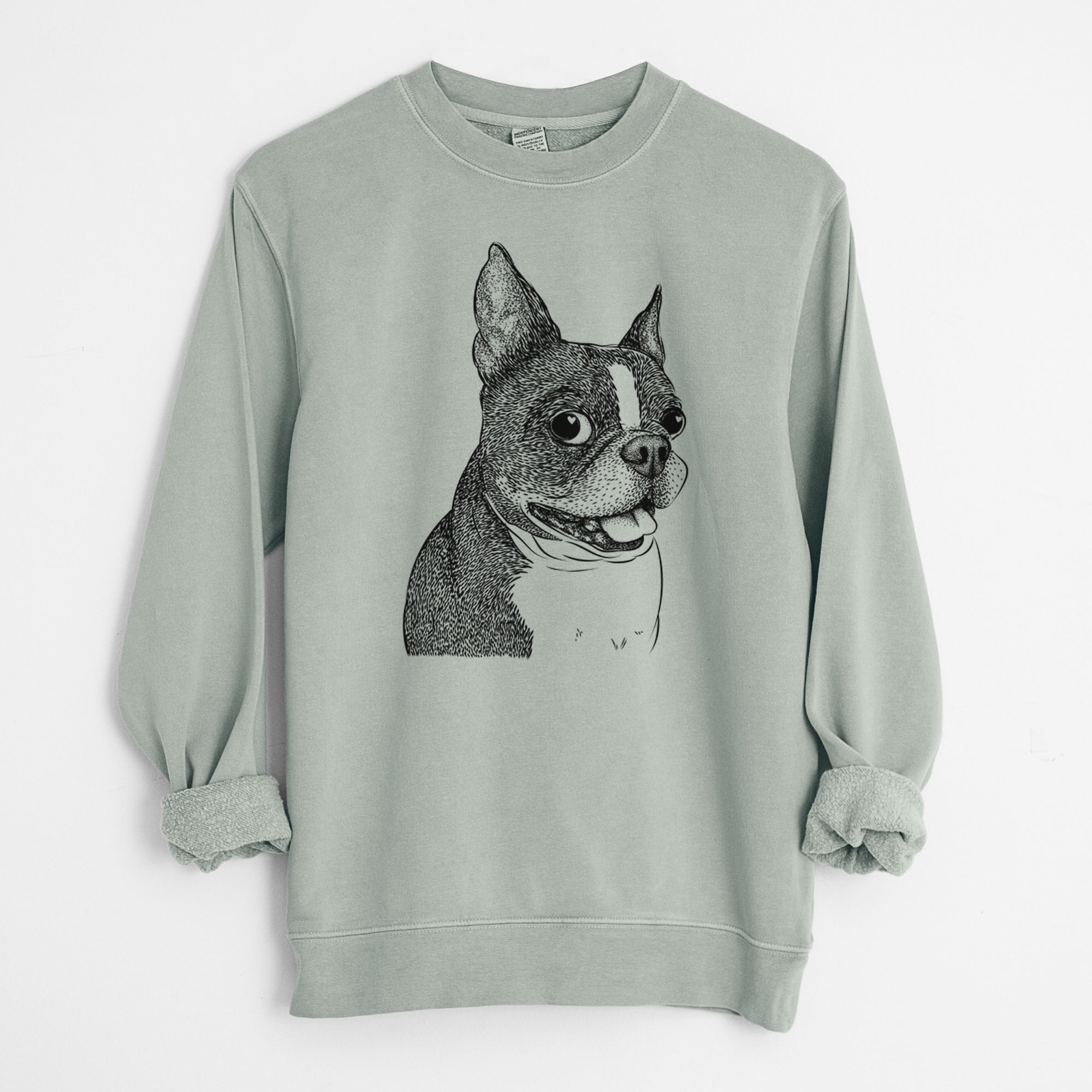 Bare Ralphie the Boston Terrier - Unisex Pigment Dyed Crew Sweatshirt