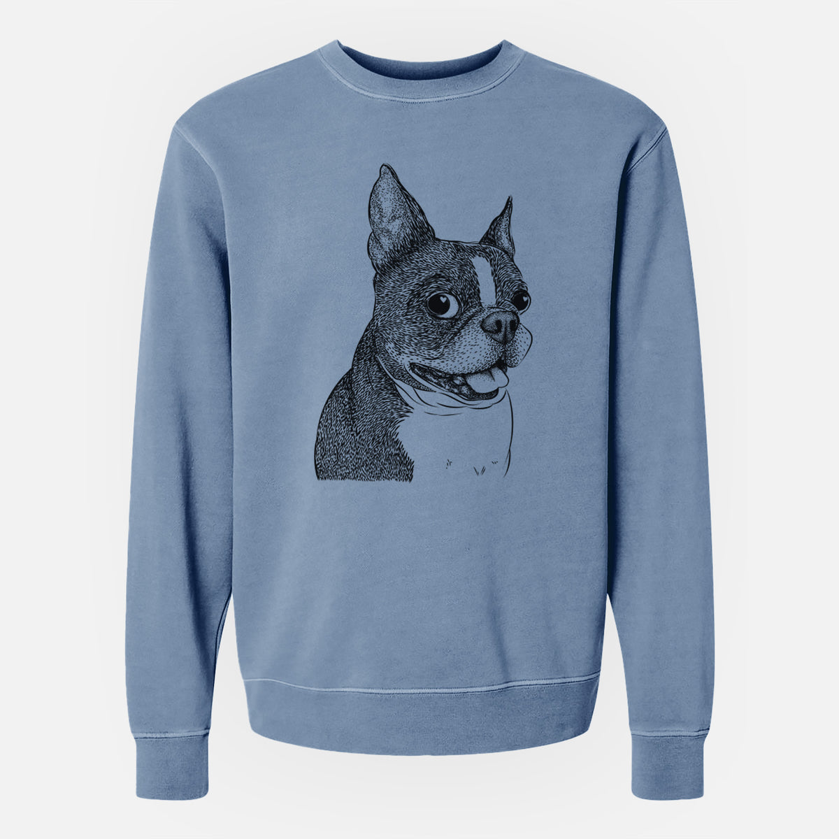 Bare Ralphie the Boston Terrier - Unisex Pigment Dyed Crew Sweatshirt