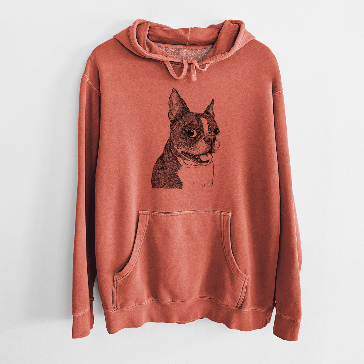 Bare Ralphie the Boston Terrier - Unisex Pigment Dyed Hoodie