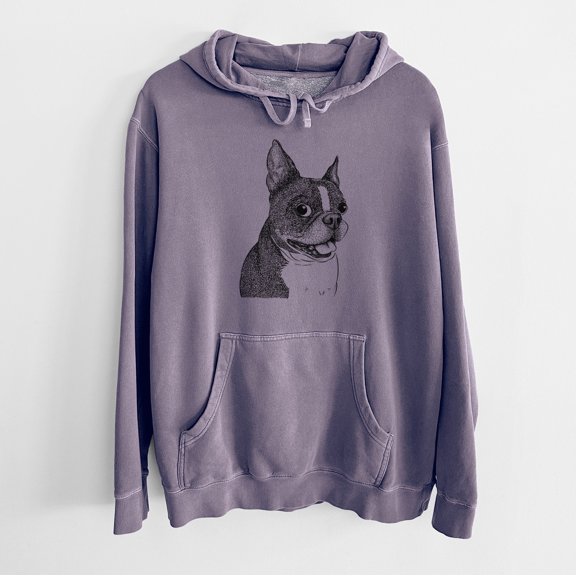 Bare Ralphie the Boston Terrier - Unisex Pigment Dyed Hoodie