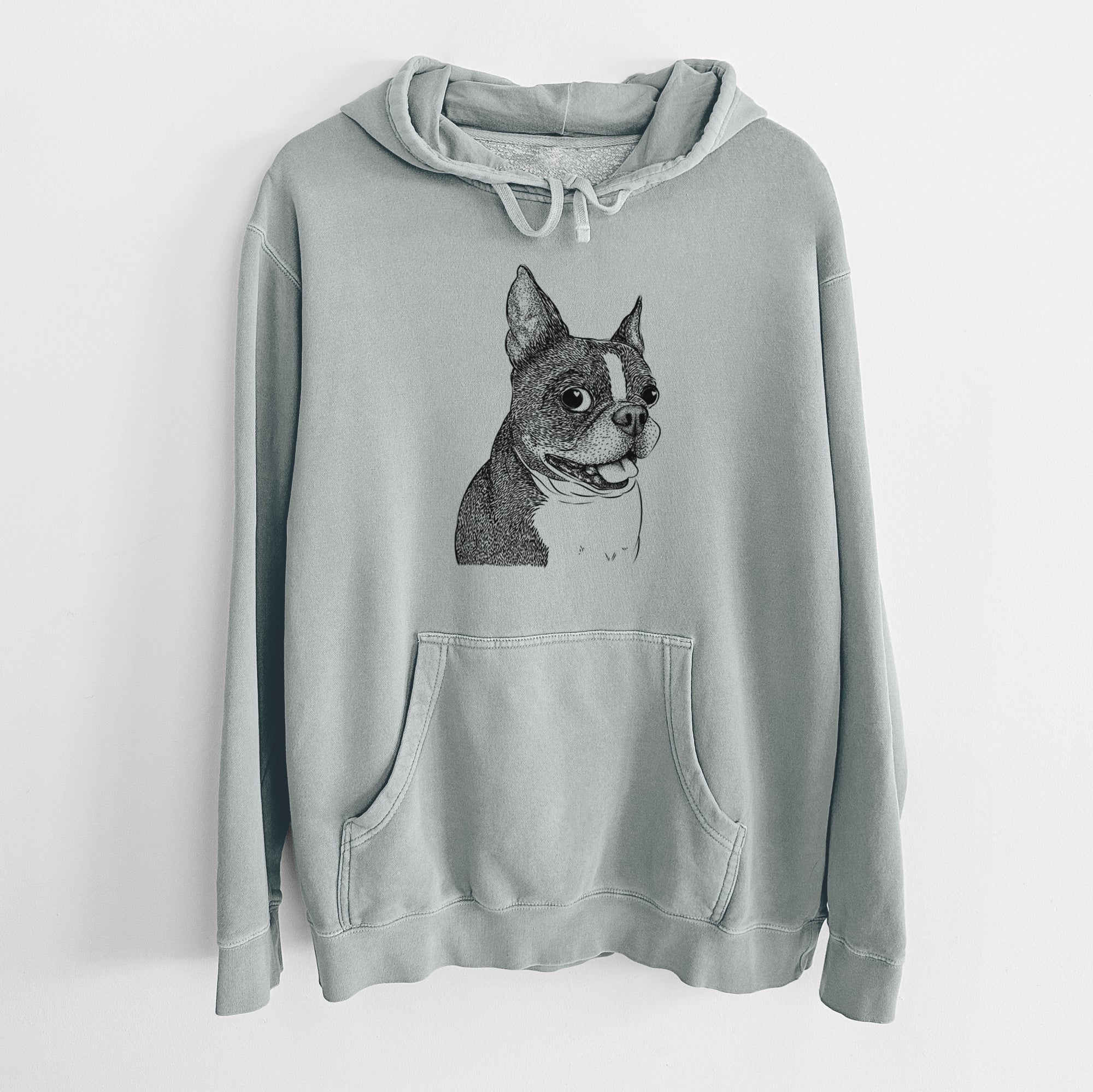 Bare Ralphie the Boston Terrier - Unisex Pigment Dyed Hoodie