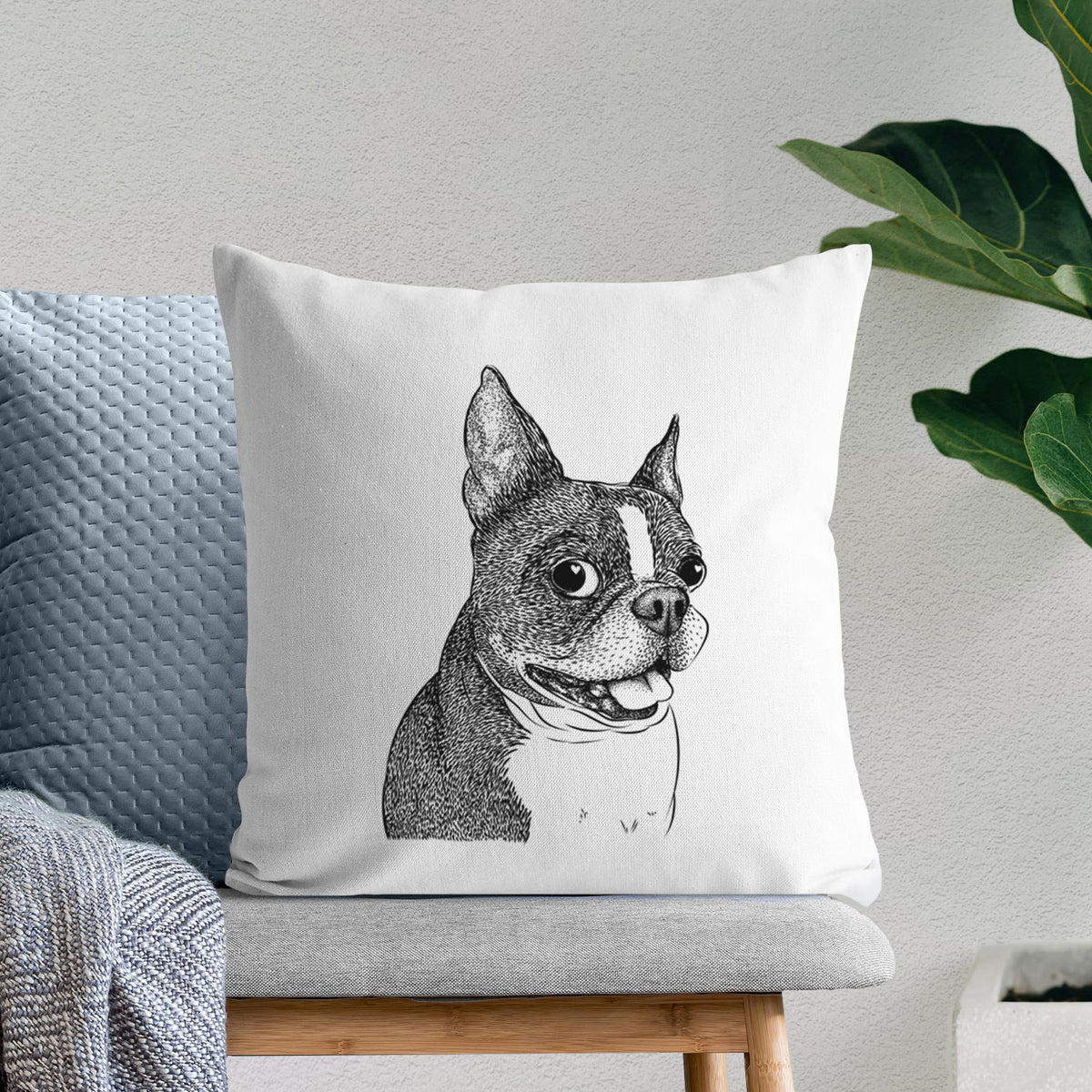 Ralphie the Boston Terrier - Throw Pillow Cover