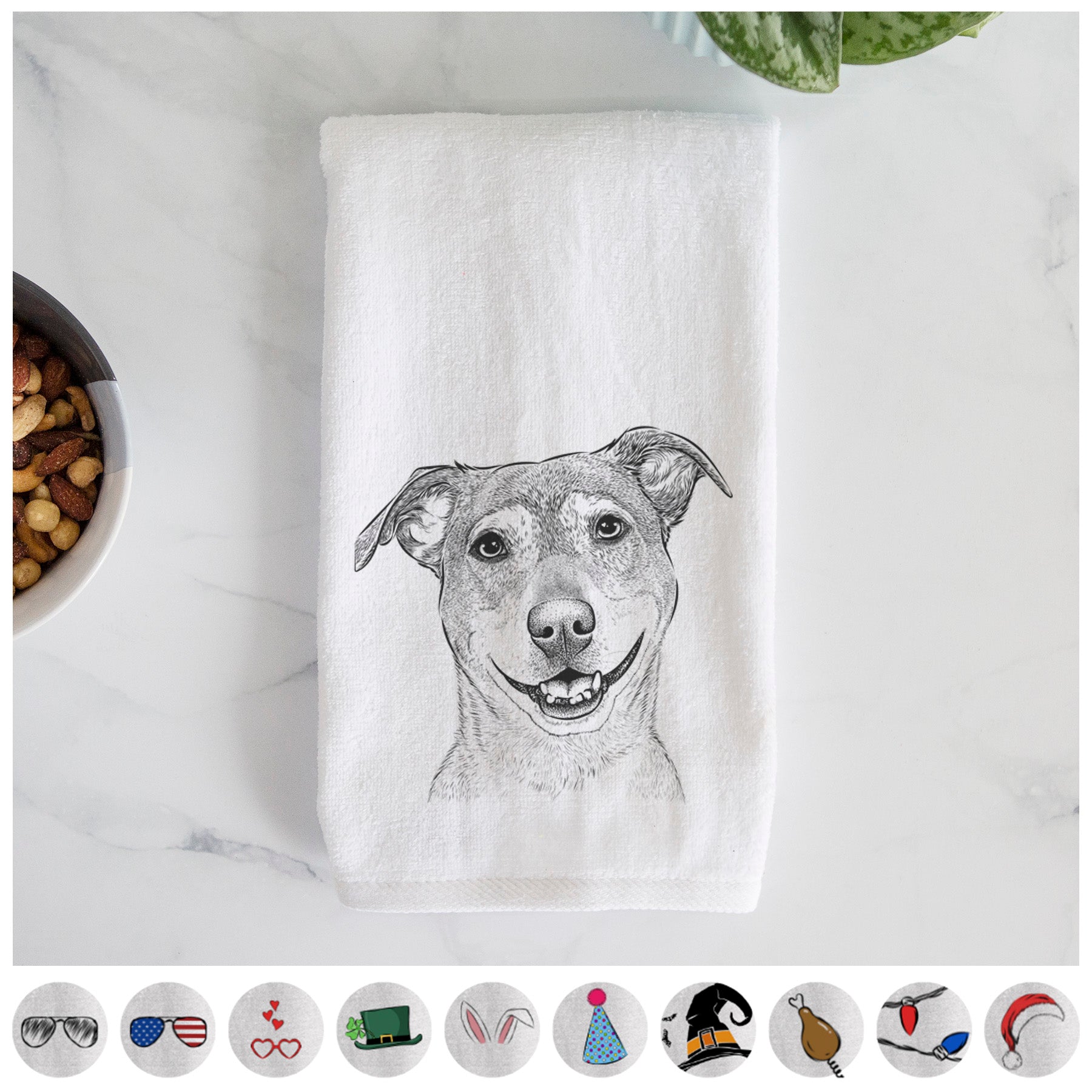 Reese the Mountain Cur Decorative Hand Towel