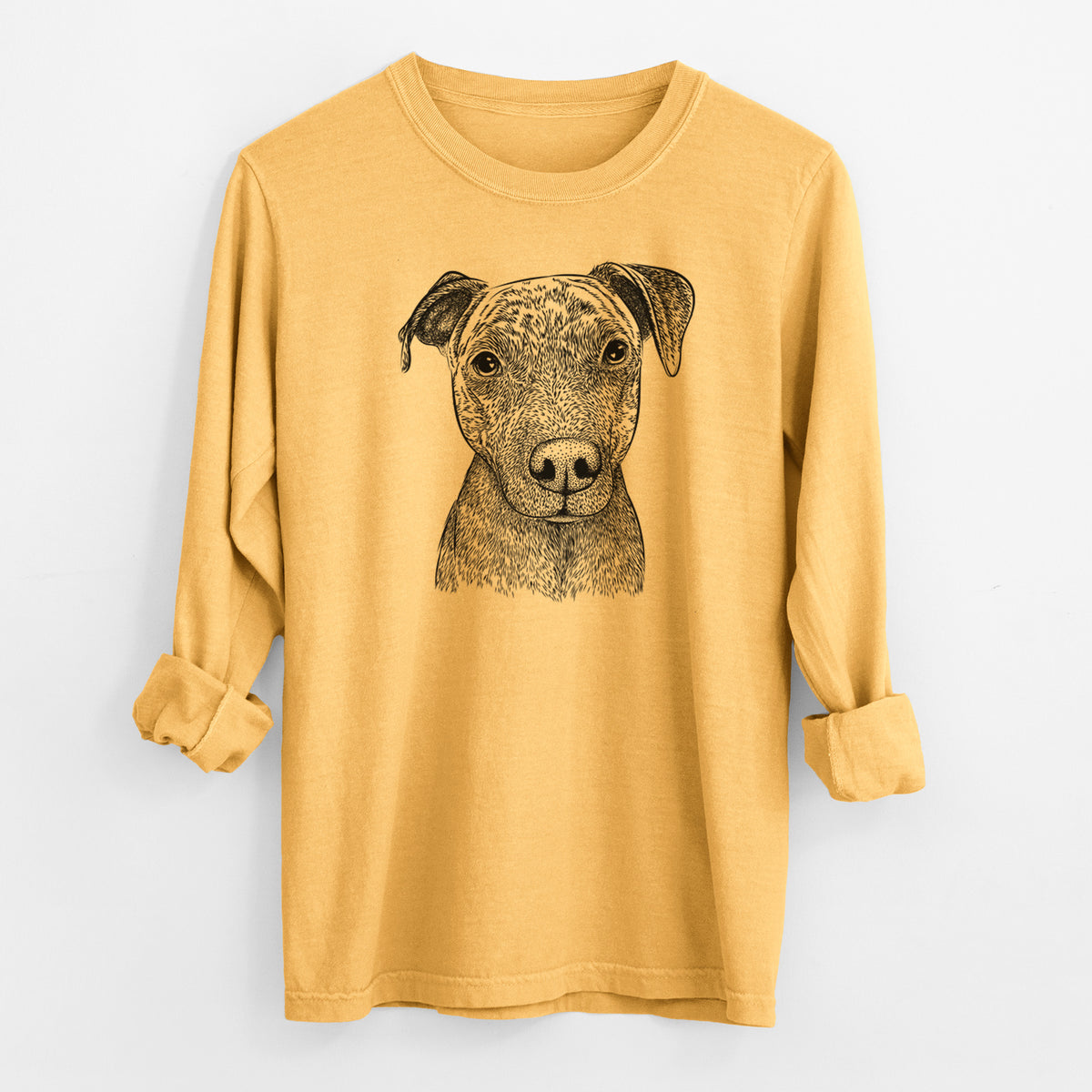 Bare Reeses the Pitbull - Men's Heavyweight 100% Cotton Long Sleeve